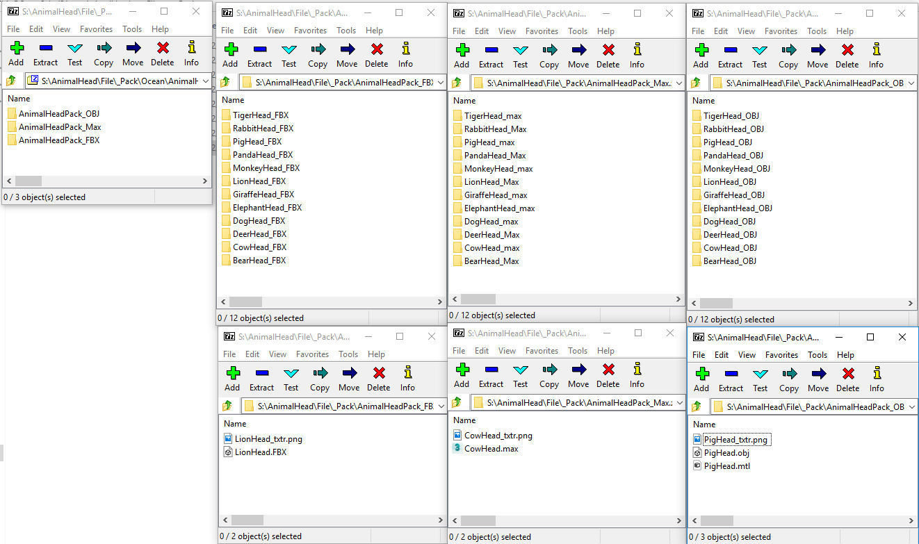 Cartoon Animal Head Pack 3D model_22