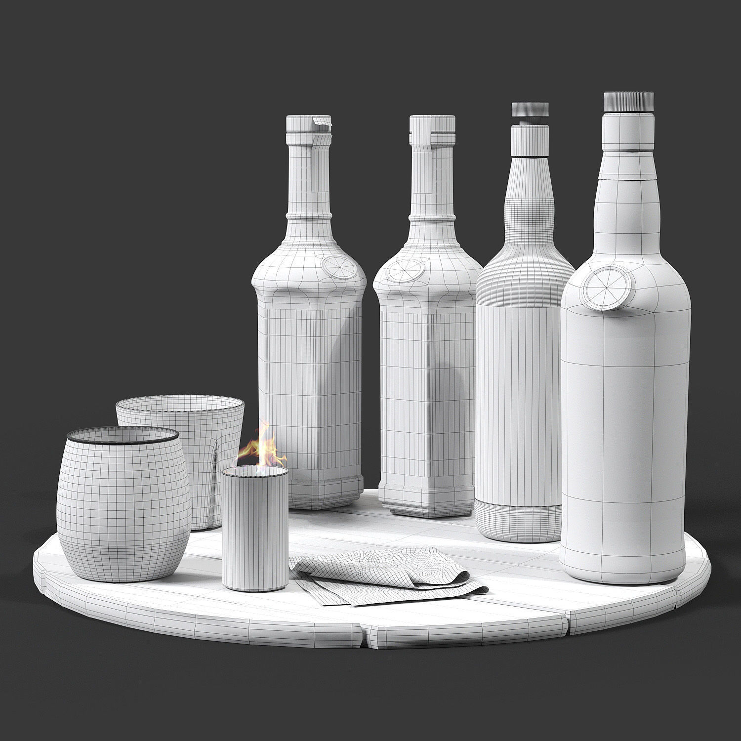 Set of bottles 03 3D model_1