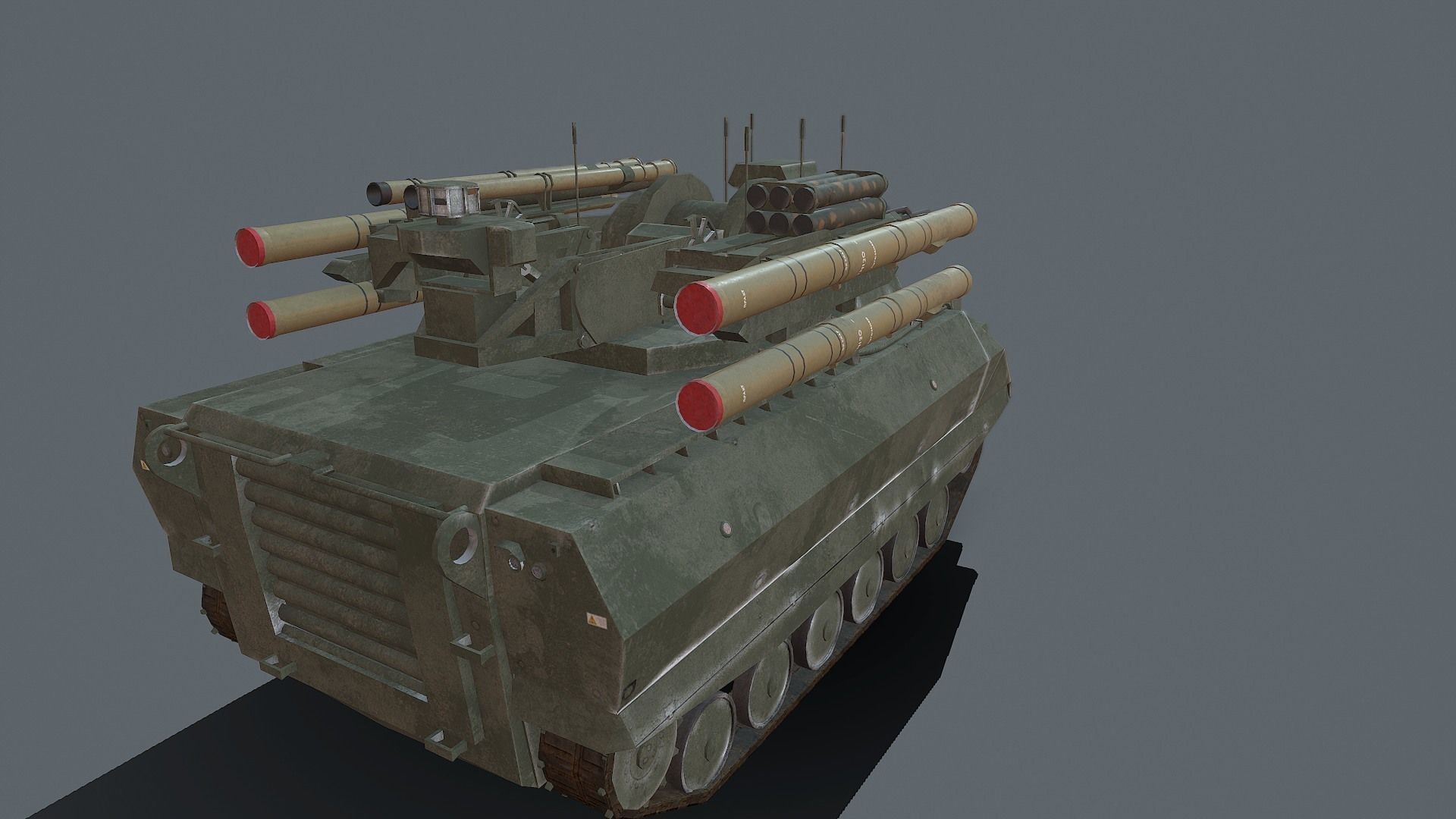 Uran 9 robot Low-poly 3D model_4