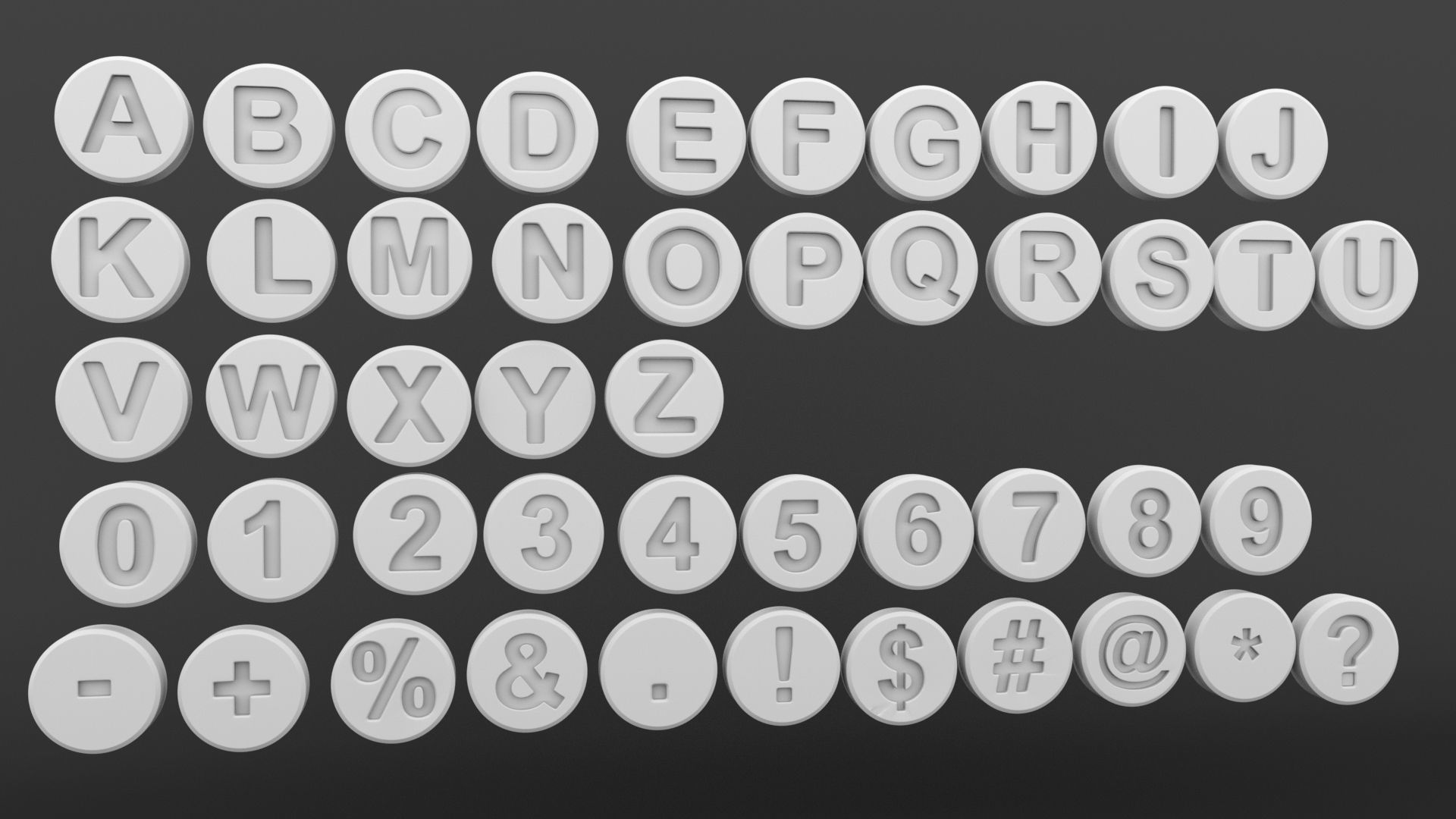 English Letters 3D model in round  shape 3D model_3