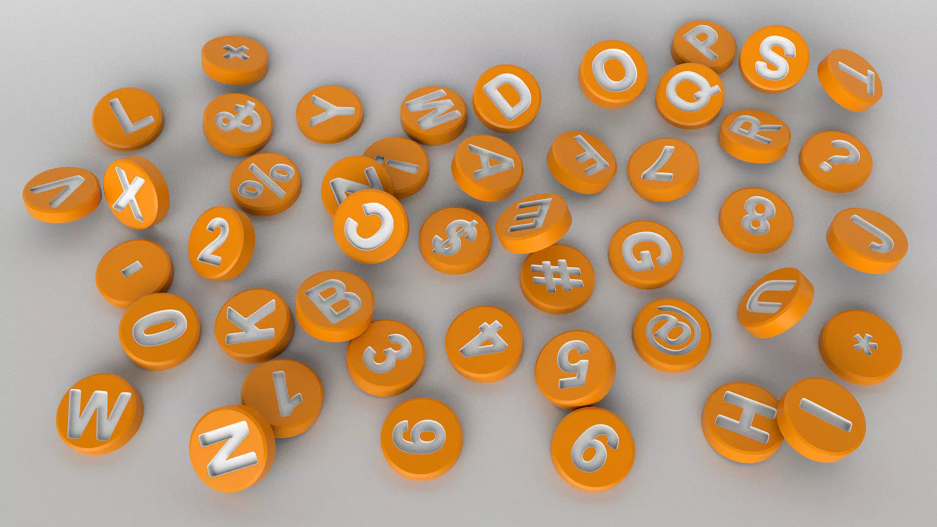 English Letters 3D model in round  shape 3D model_0