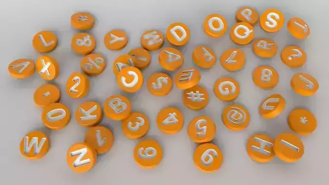 English Letters 3D model in round  shape 3D model