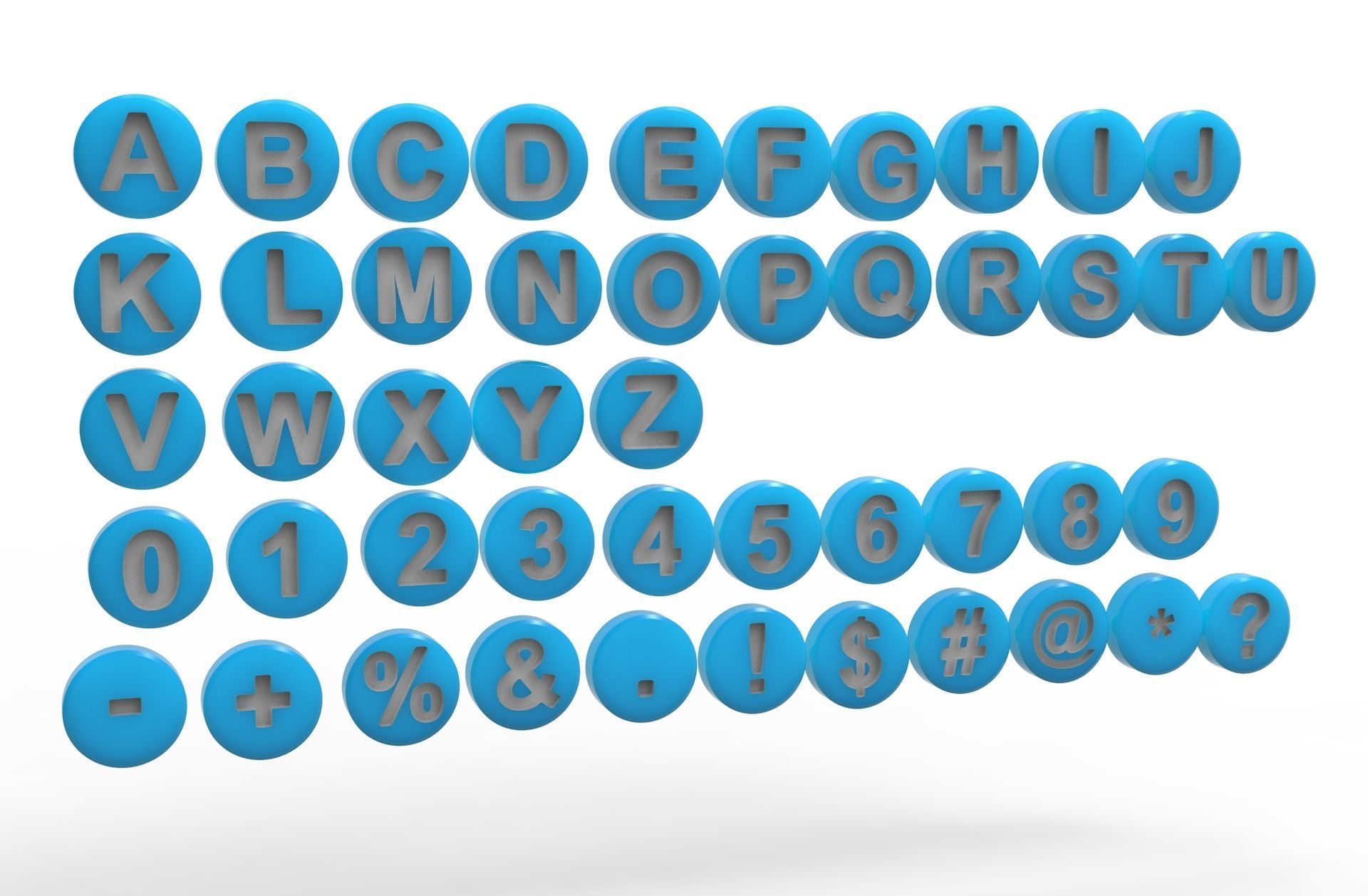 English Letters 3D model in round  shape 3D model_7