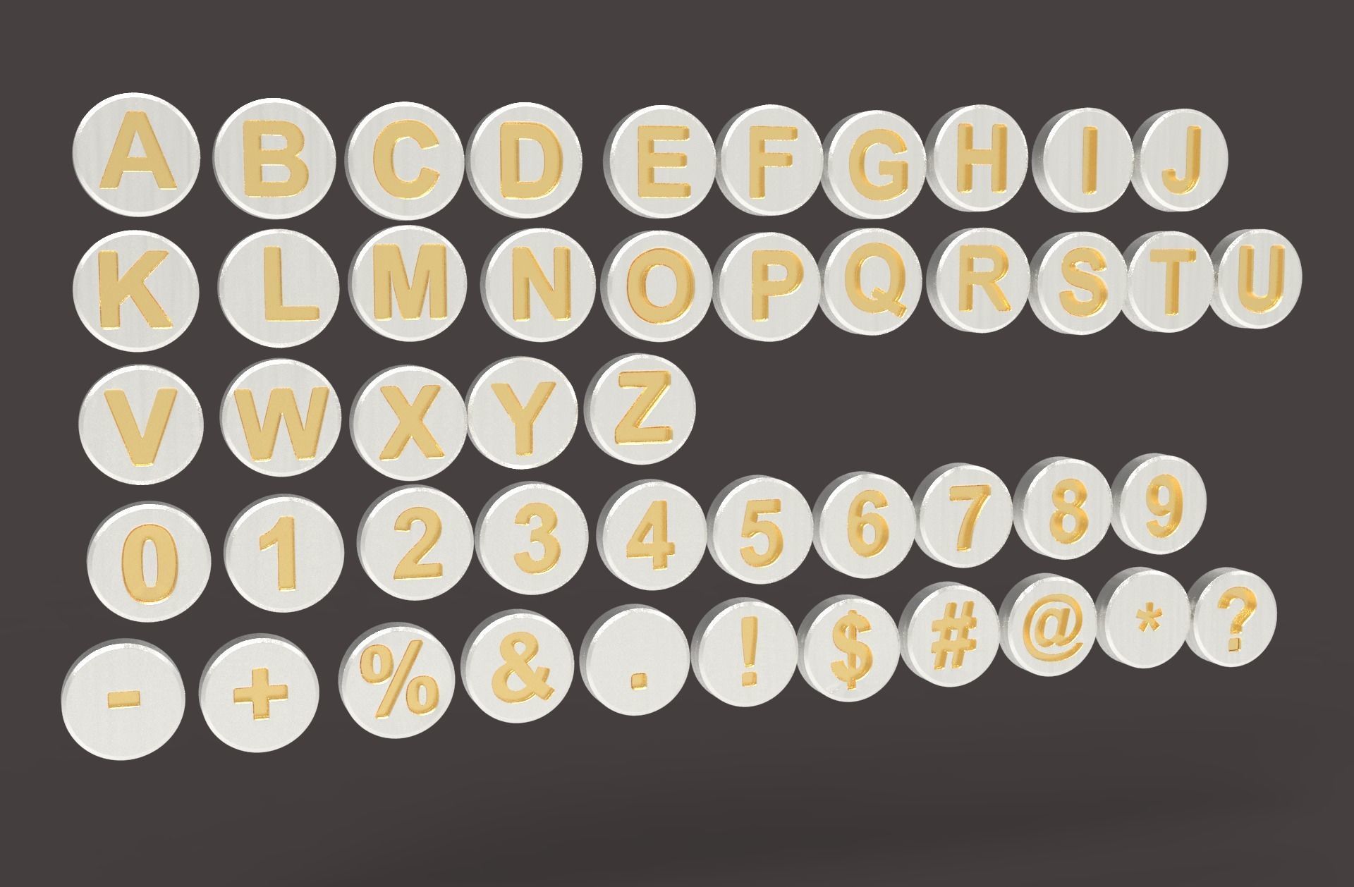 English Letters 3D model in round  shape 3D model_8