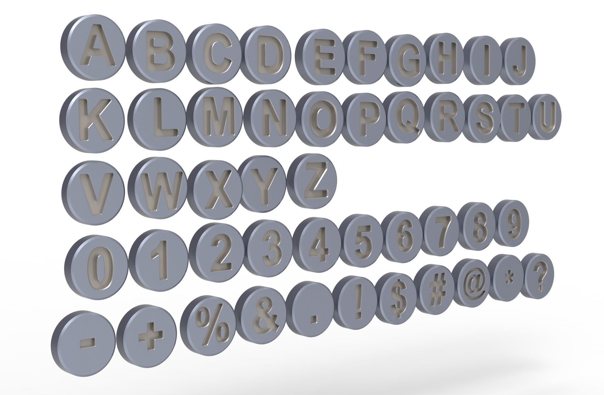 English Letters 3D model in round  shape 3D model_4