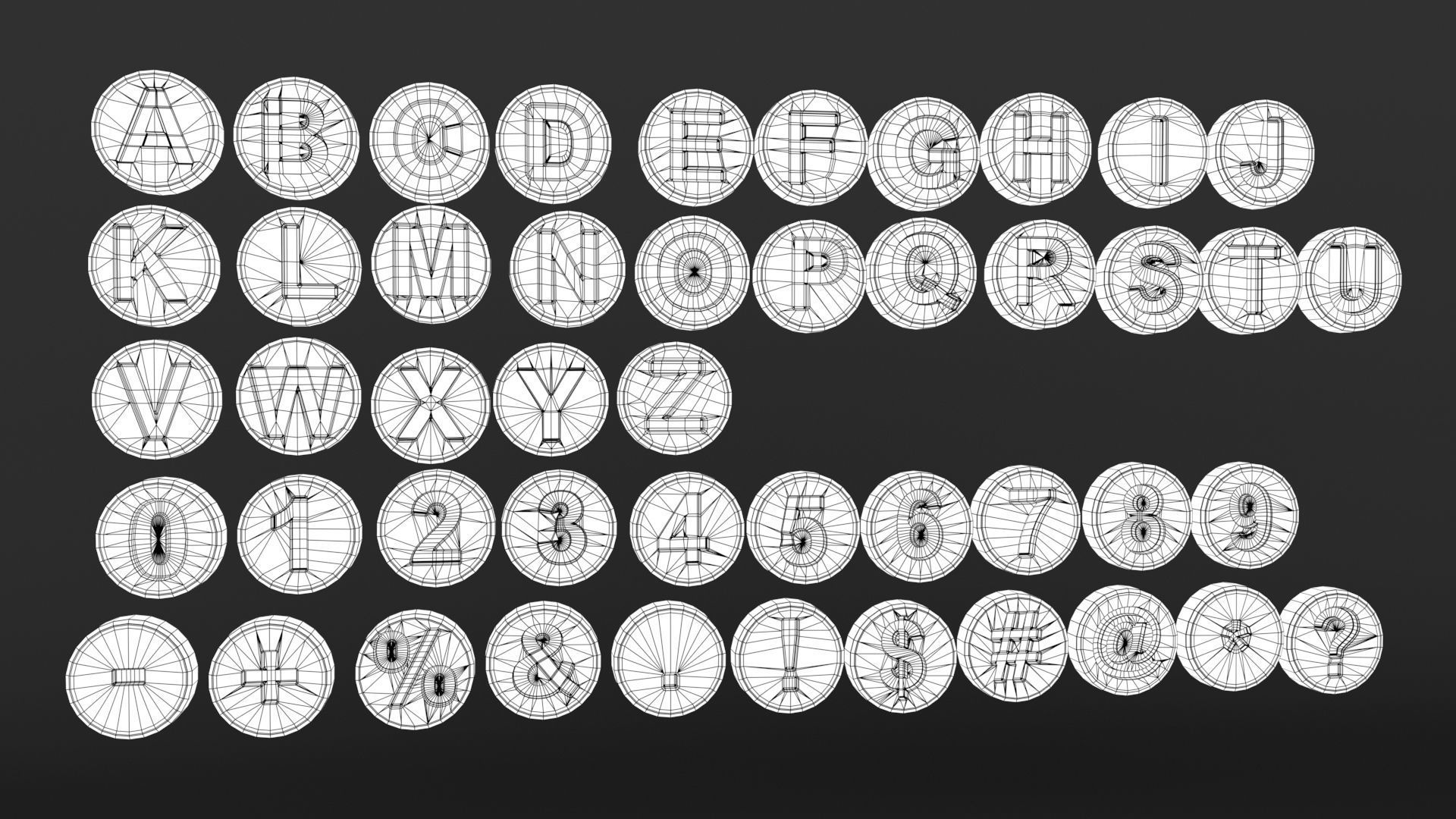 English Letters 3D model in round  shape 3D model_5