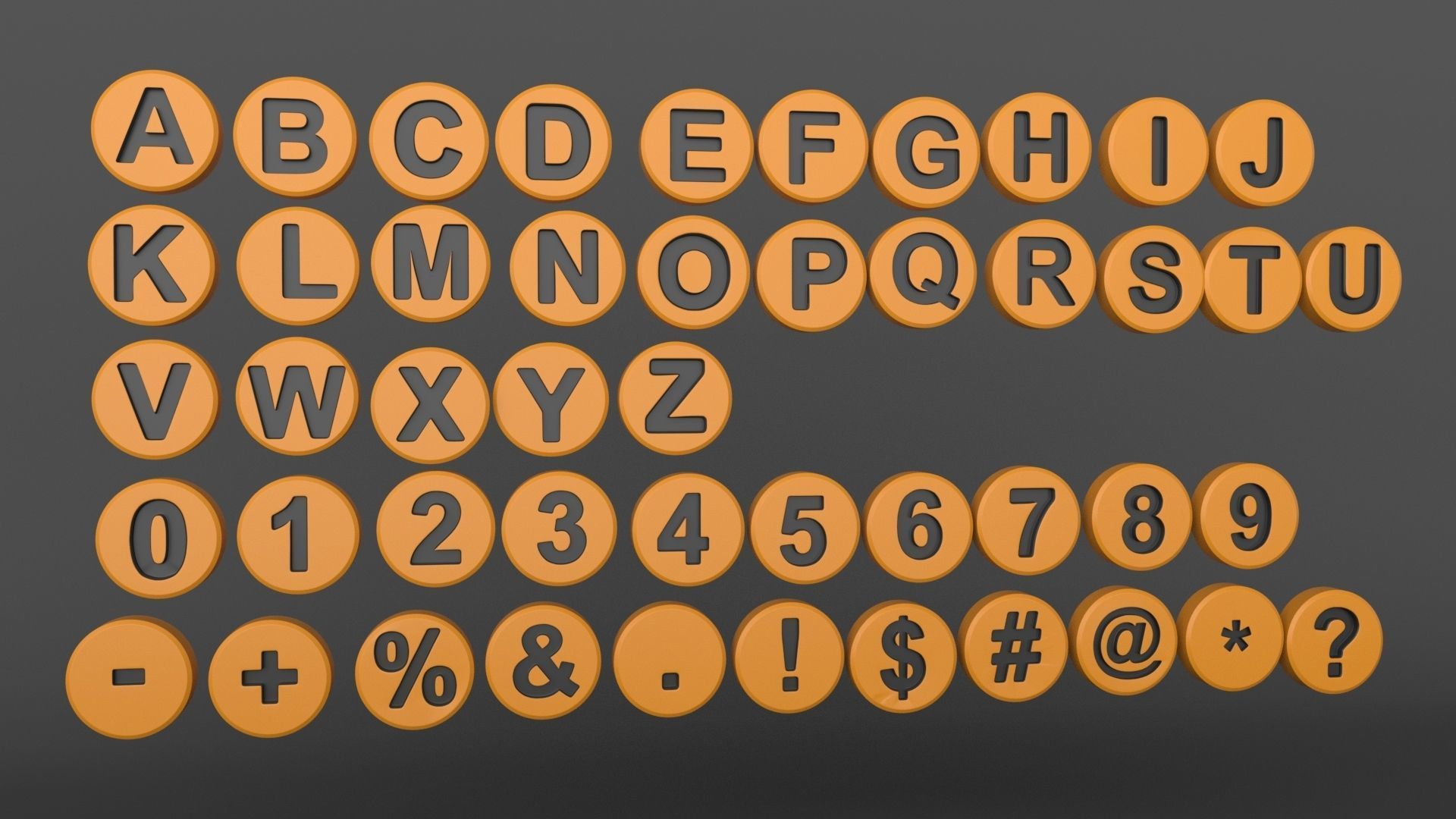 English Letters 3D model in round  shape 3D model_2