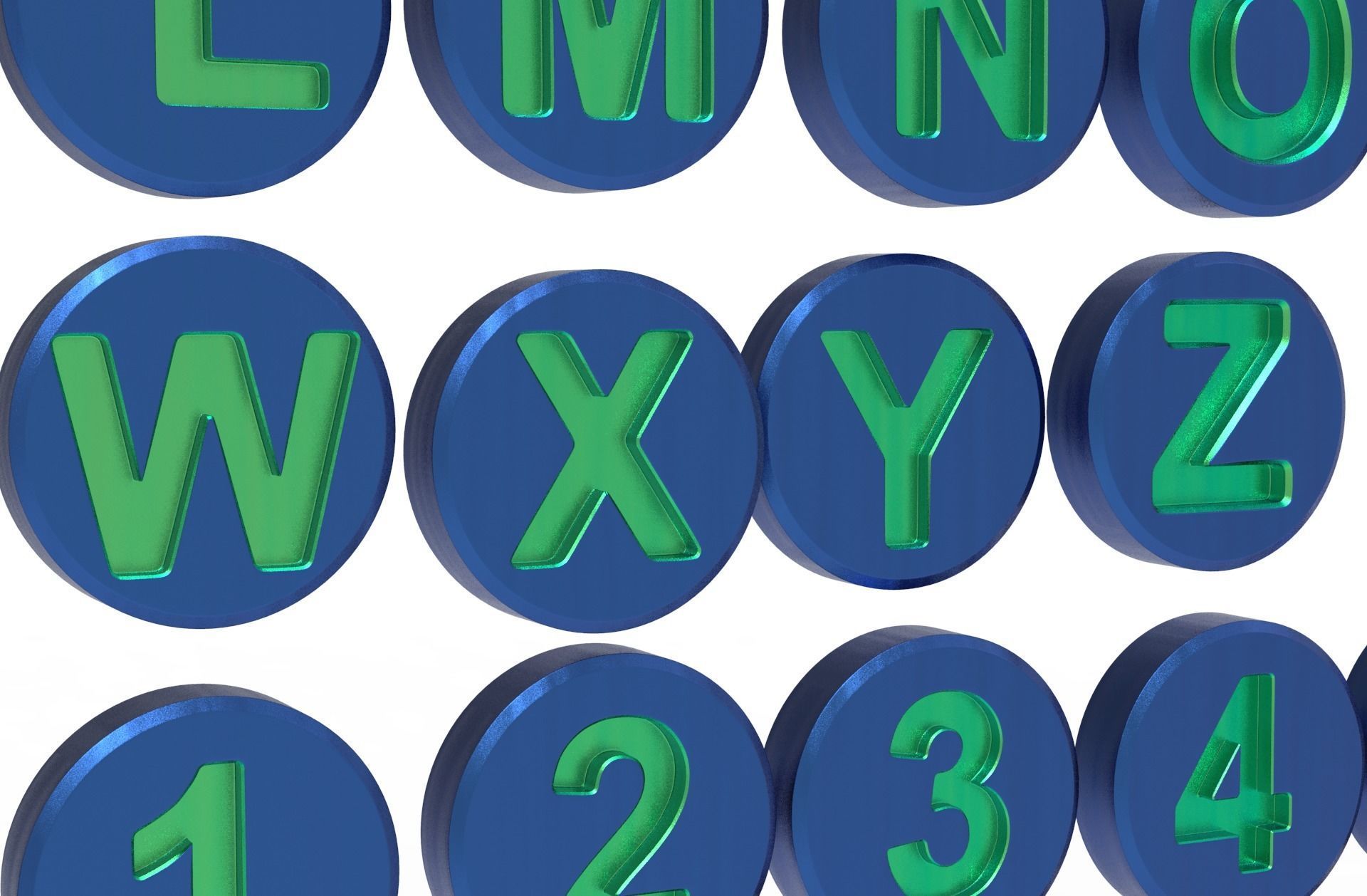 English Letters 3D model in round  shape 3D model_12