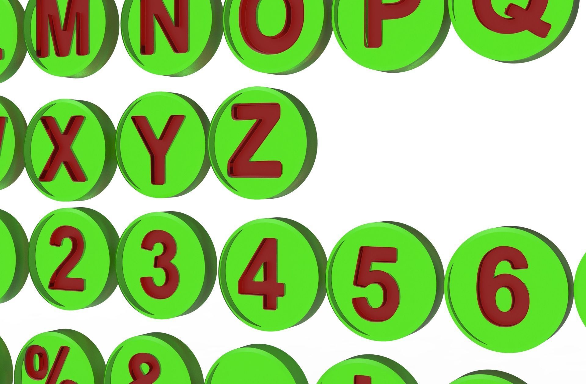 English Letters 3D model in round  shape 3D model_11