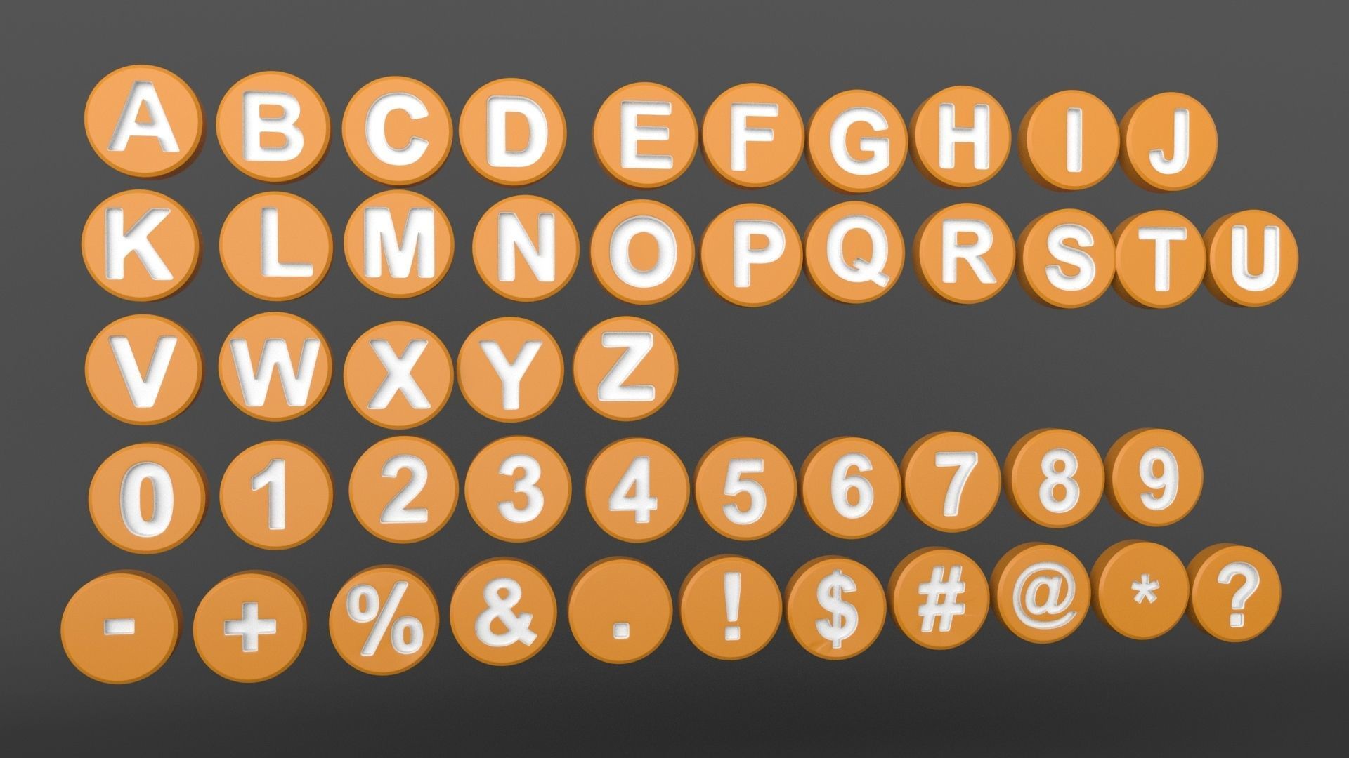 English Letters 3D model in round  shape 3D model_1