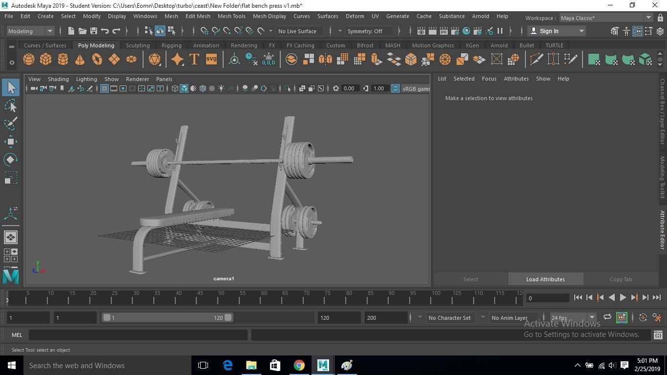 Flat bench press machine  3D model_6