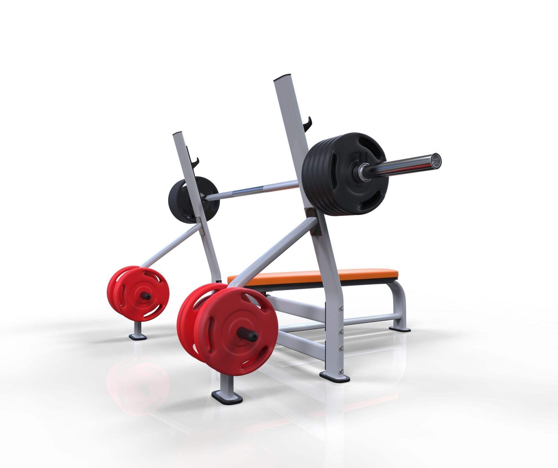 Flat bench press machine  3D model_3
