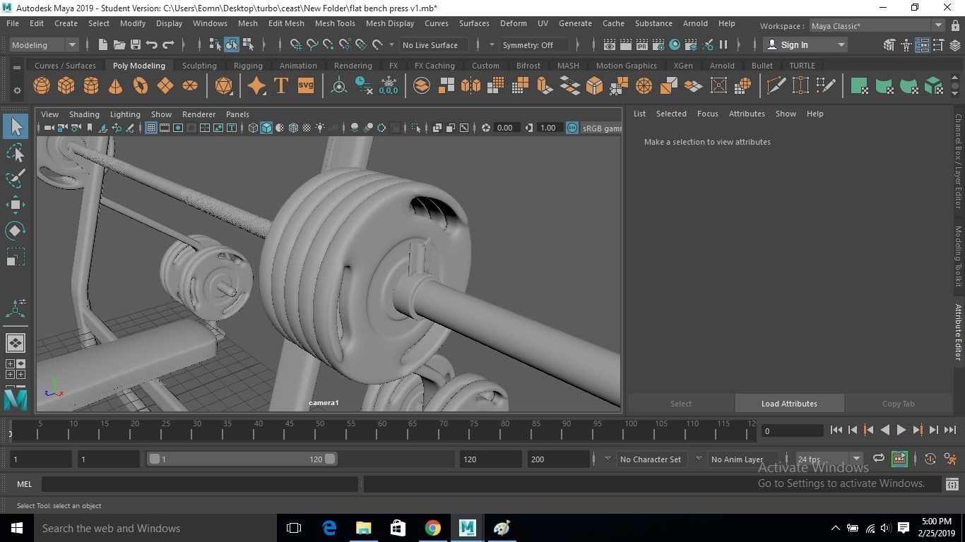 Flat bench press machine  3D model_4
