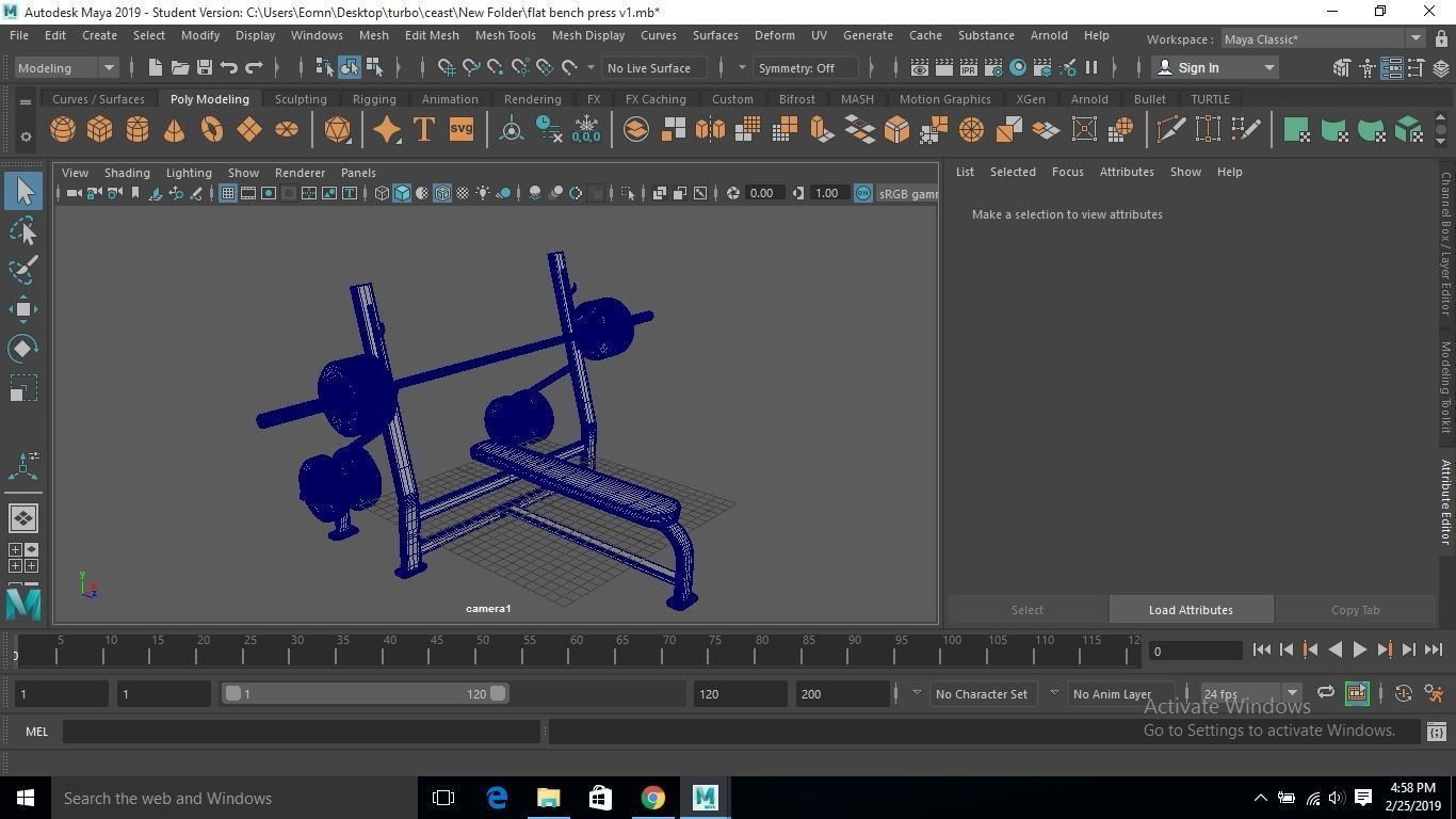 Flat bench press machine  3D model_1