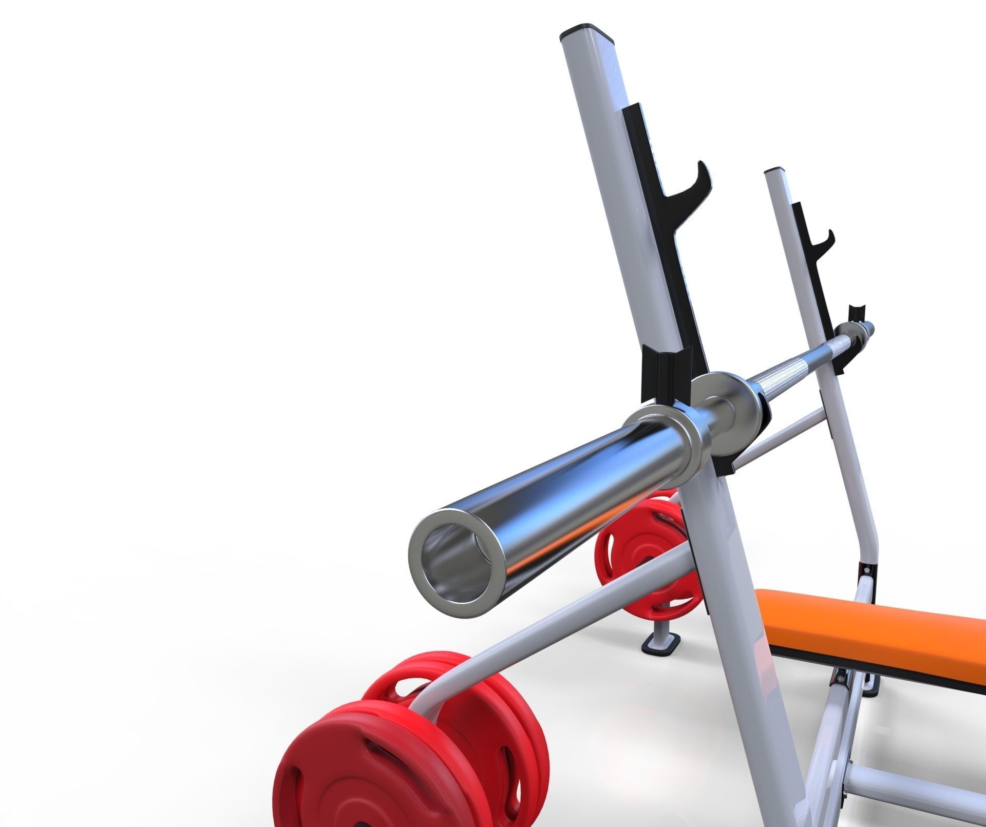Flat bench press machine  3D model_10