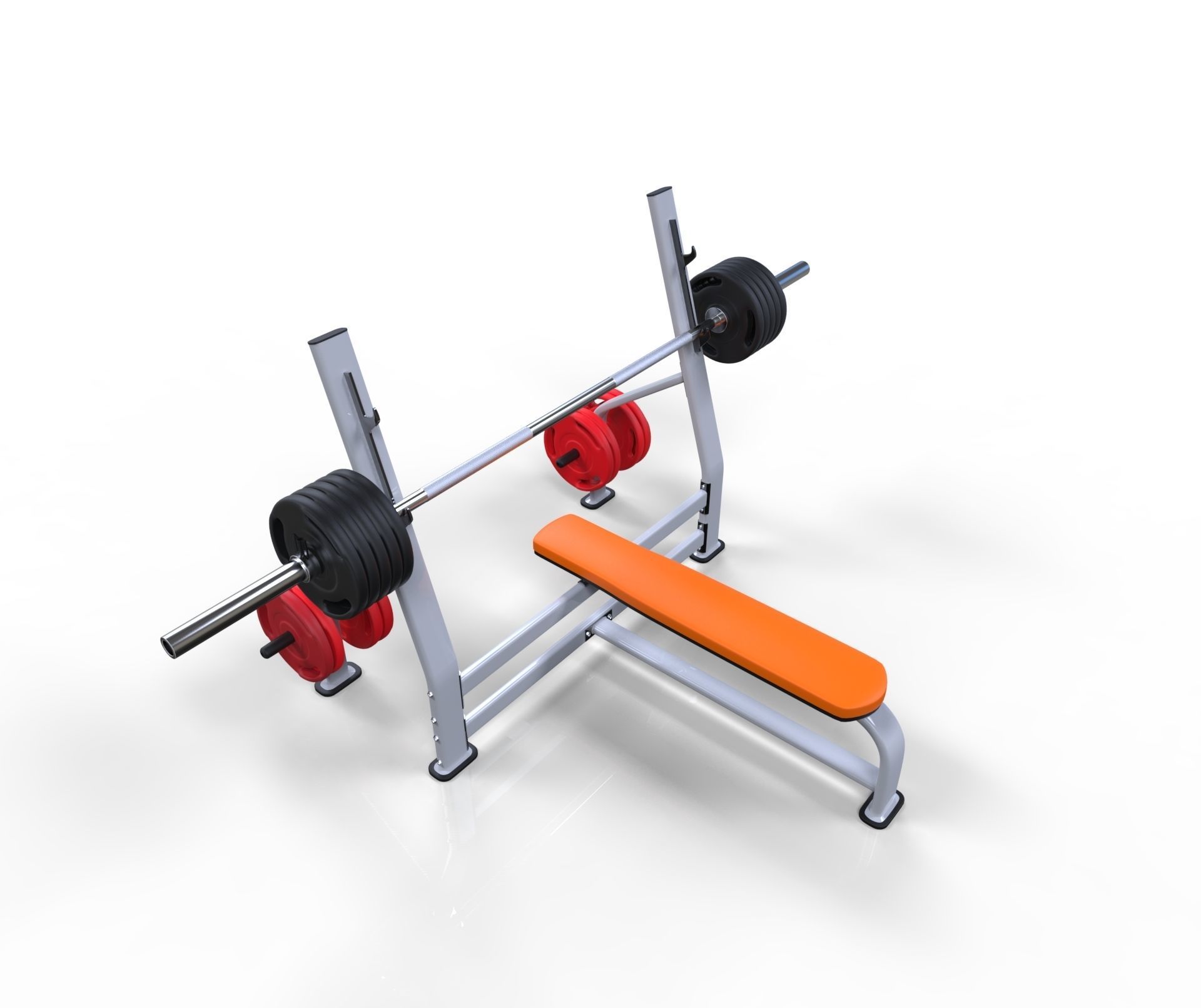 Flat bench press machine  3D model_5