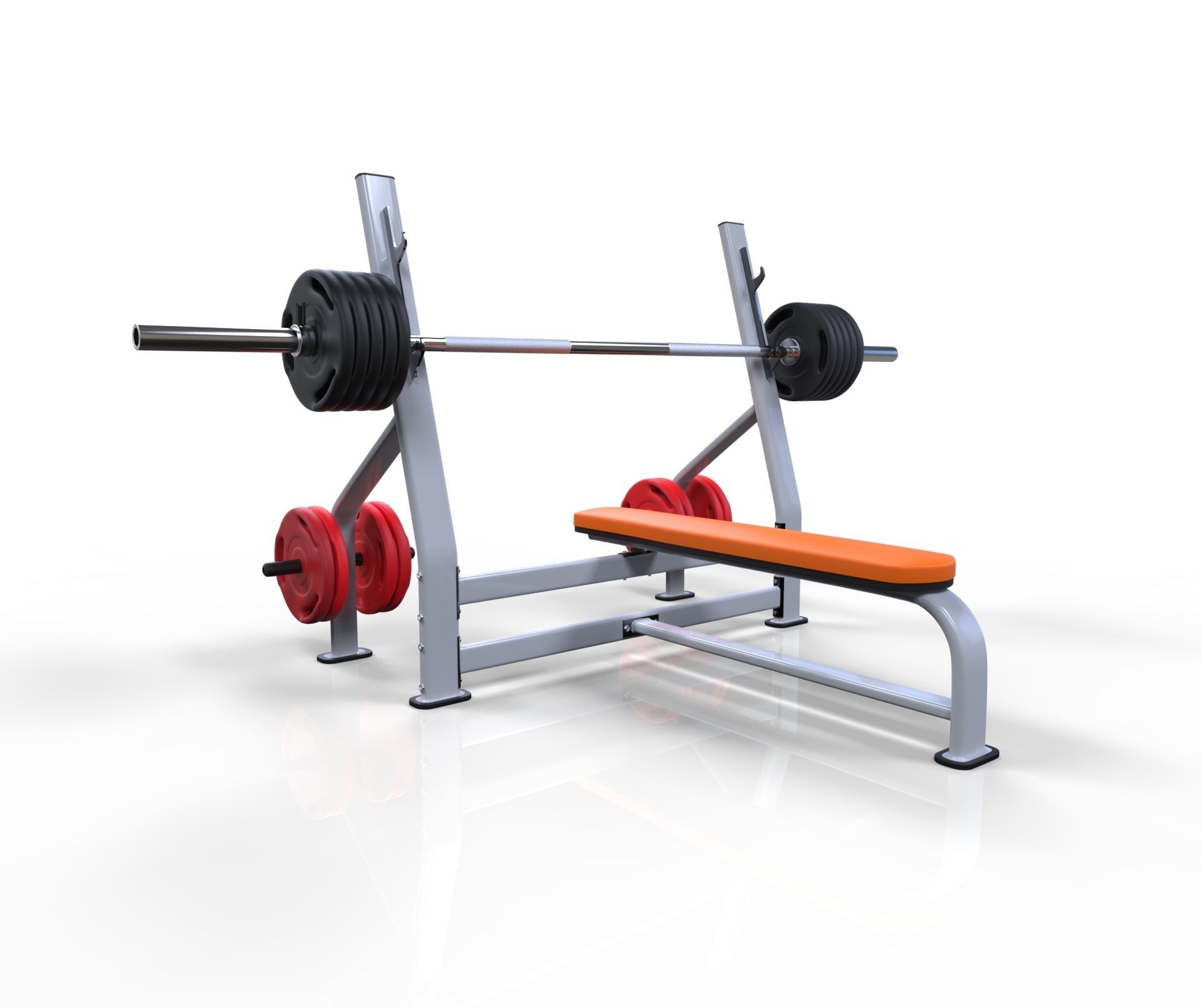Flat bench press machine  3D model_2