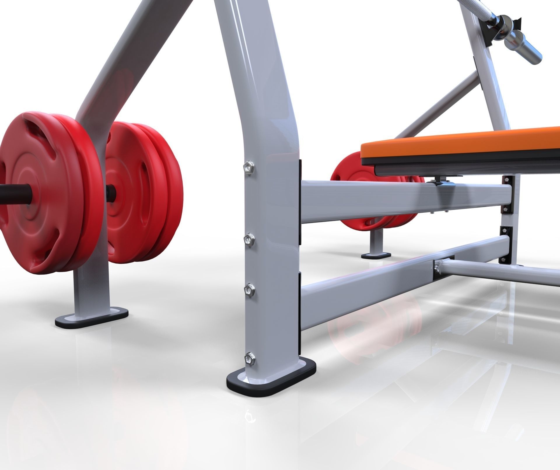 Flat bench press machine  3D model_12