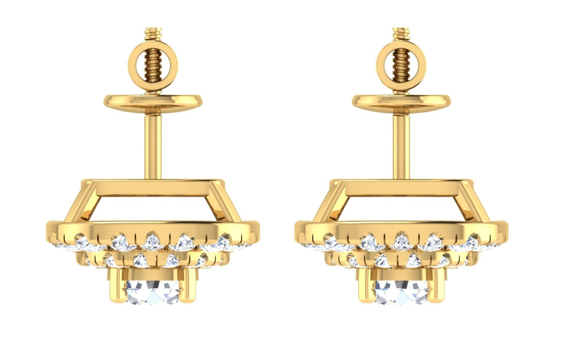 Solitaire pendant-earrings set 3dm stl render detail 3D print 3D print model_8