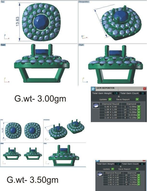Solitaire pendant-earrings set 3dm stl render detail 3D print 3D print model_43