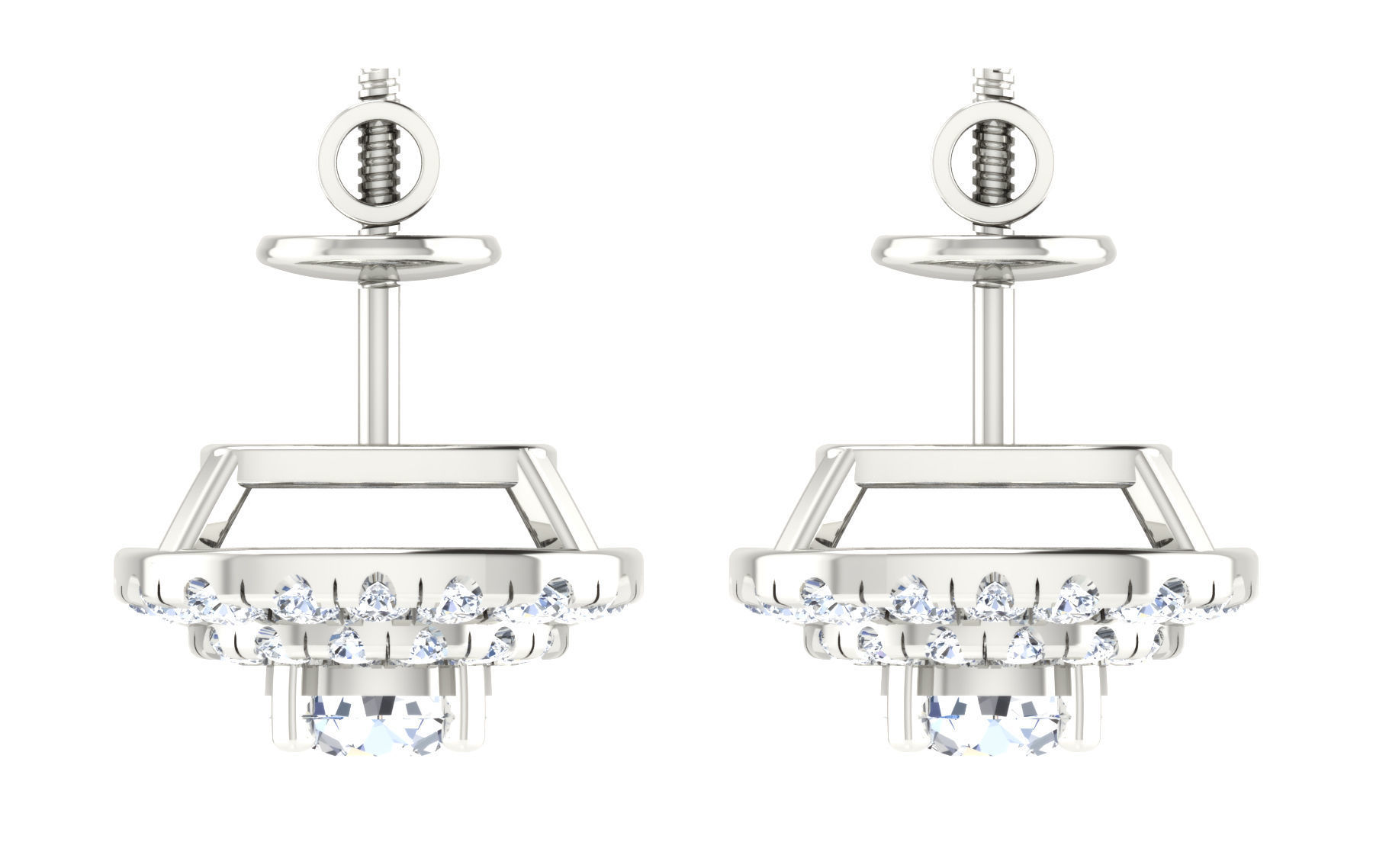 Solitaire pendant-earrings set 3dm stl render detail 3D print 3D print model_22