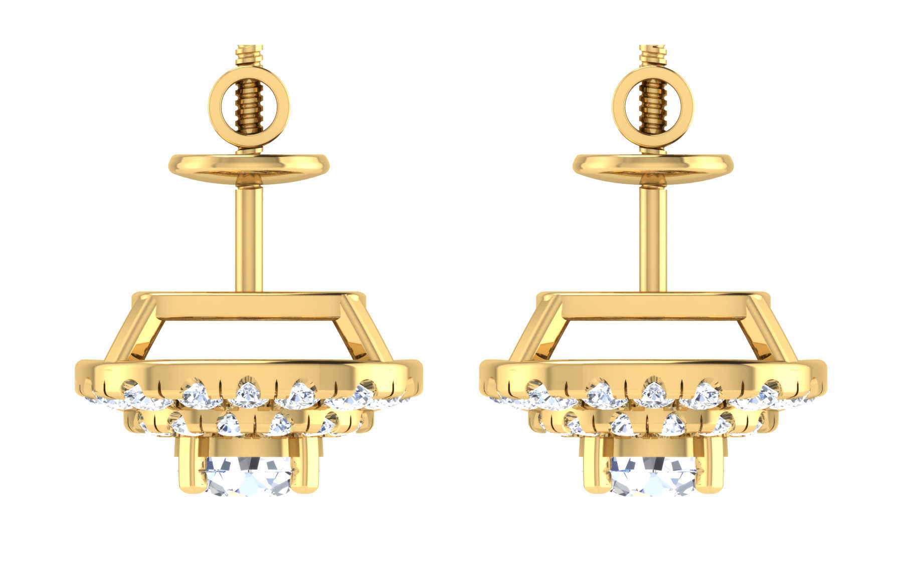 Solitaire pendant-earrings set 3dm stl render detail 3D print 3D print model_7