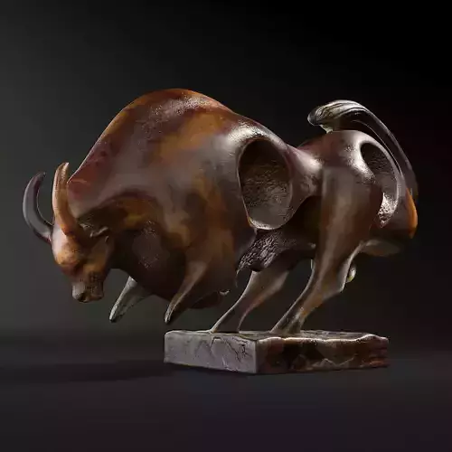 Modern Bronze Bull Sculpture 