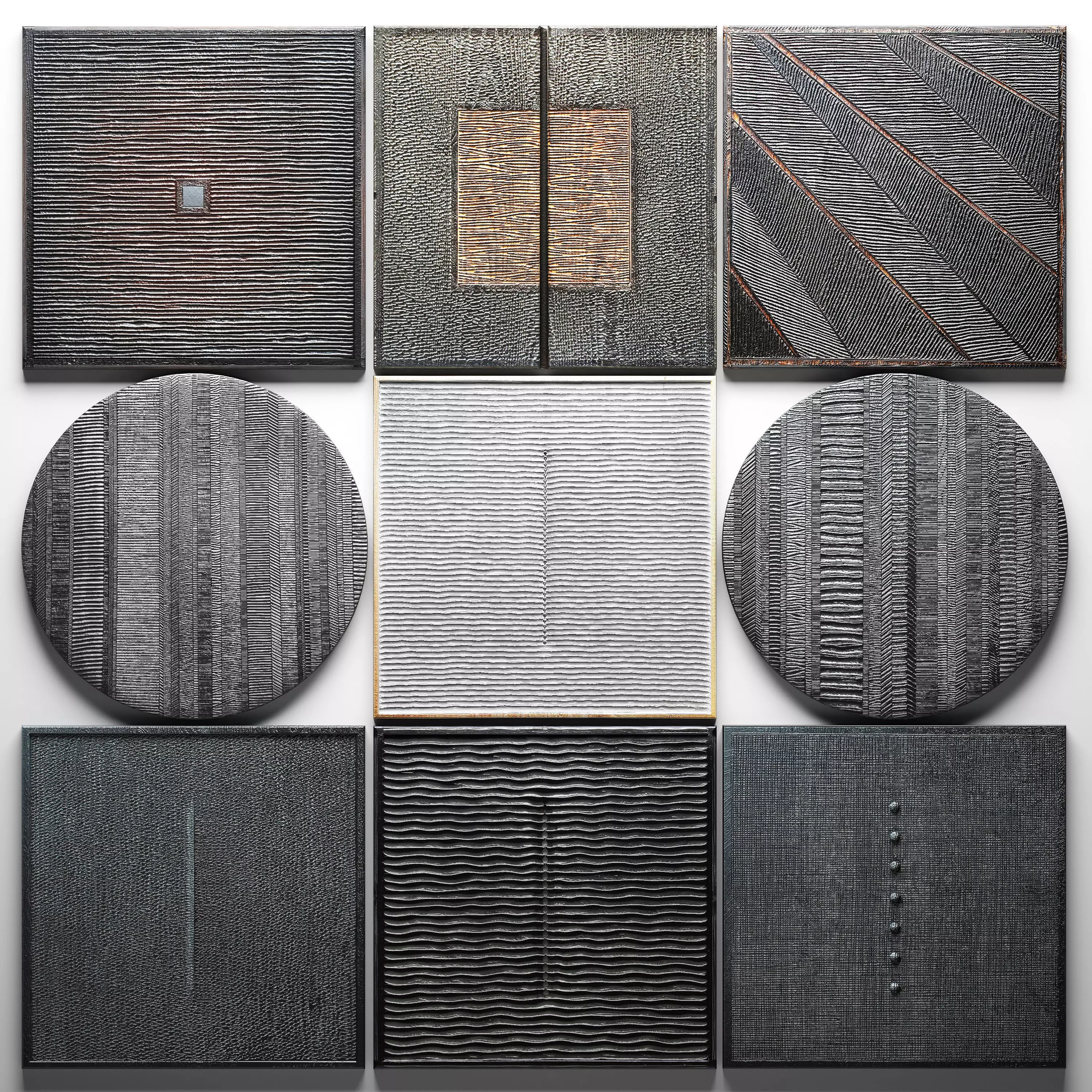 Collection Wood Wall Sculpture 3D model_0