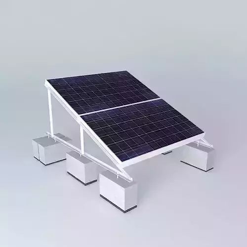 Solar installation on rooftop 2 lying panels for flat roof