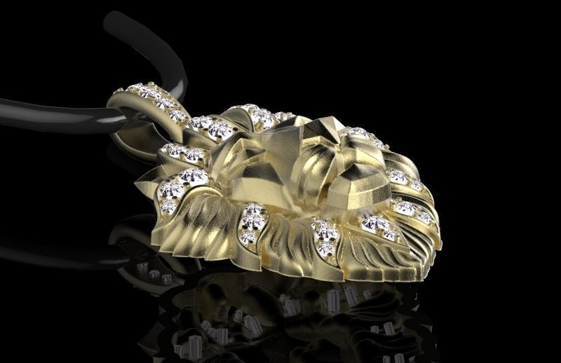 pendant lion 3D print model_2