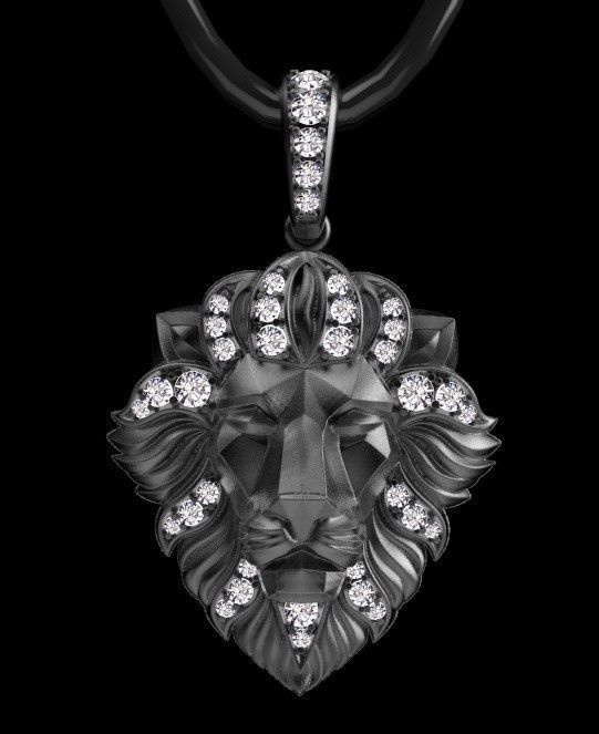 pendant lion 3D print model_3