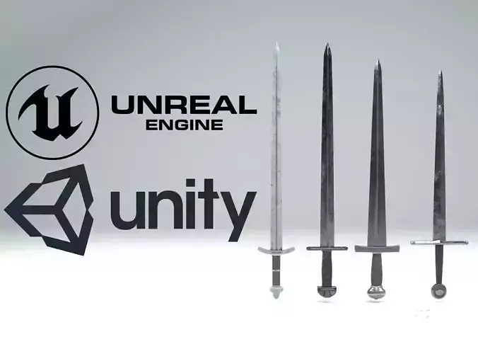 Medieval slavic swords game asset Free low-poly 3D model