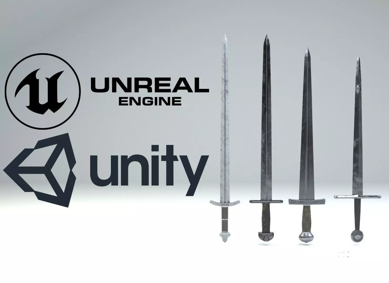 Medieval slavic swords game asset Free low-poly 3D model