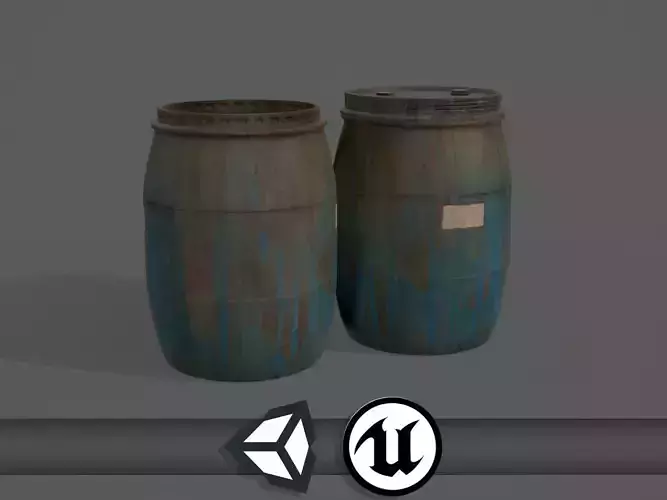 Old Water Barrels - PBR and Game Ready