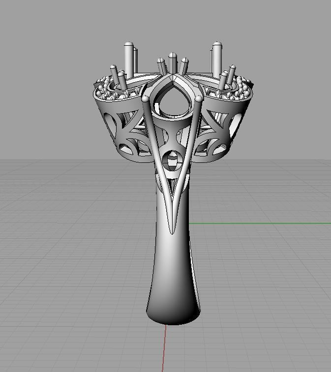 Diamond and Topaz Ring 3D print model_13