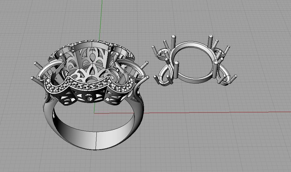 Diamond and Topaz Ring 3D print model_15