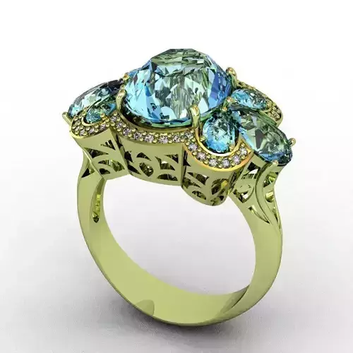 Diamond and Topaz Ring