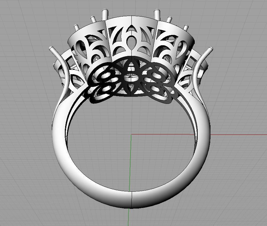 Diamond and Topaz Ring 3D print model_12