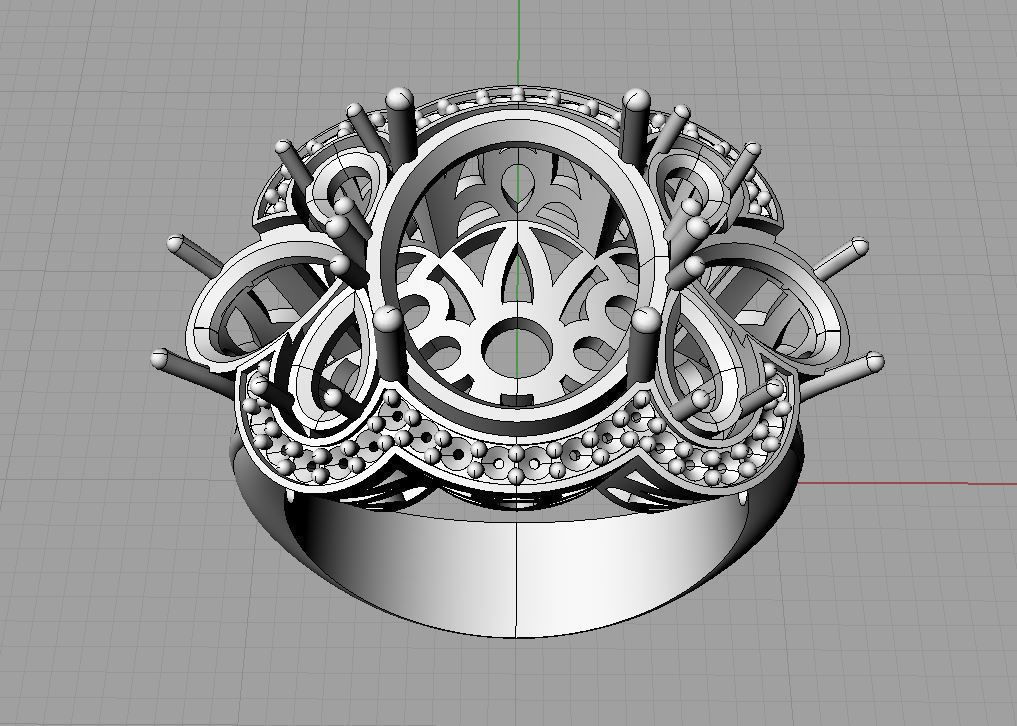 Diamond and Topaz Ring 3D print model_10