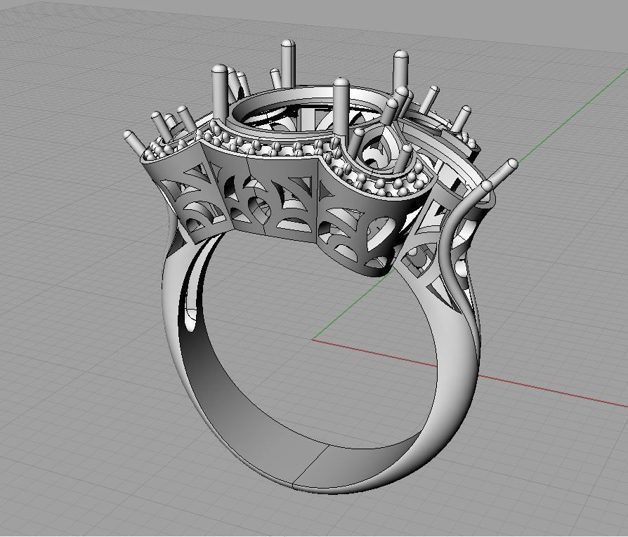 Diamond and Topaz Ring 3D print model_11