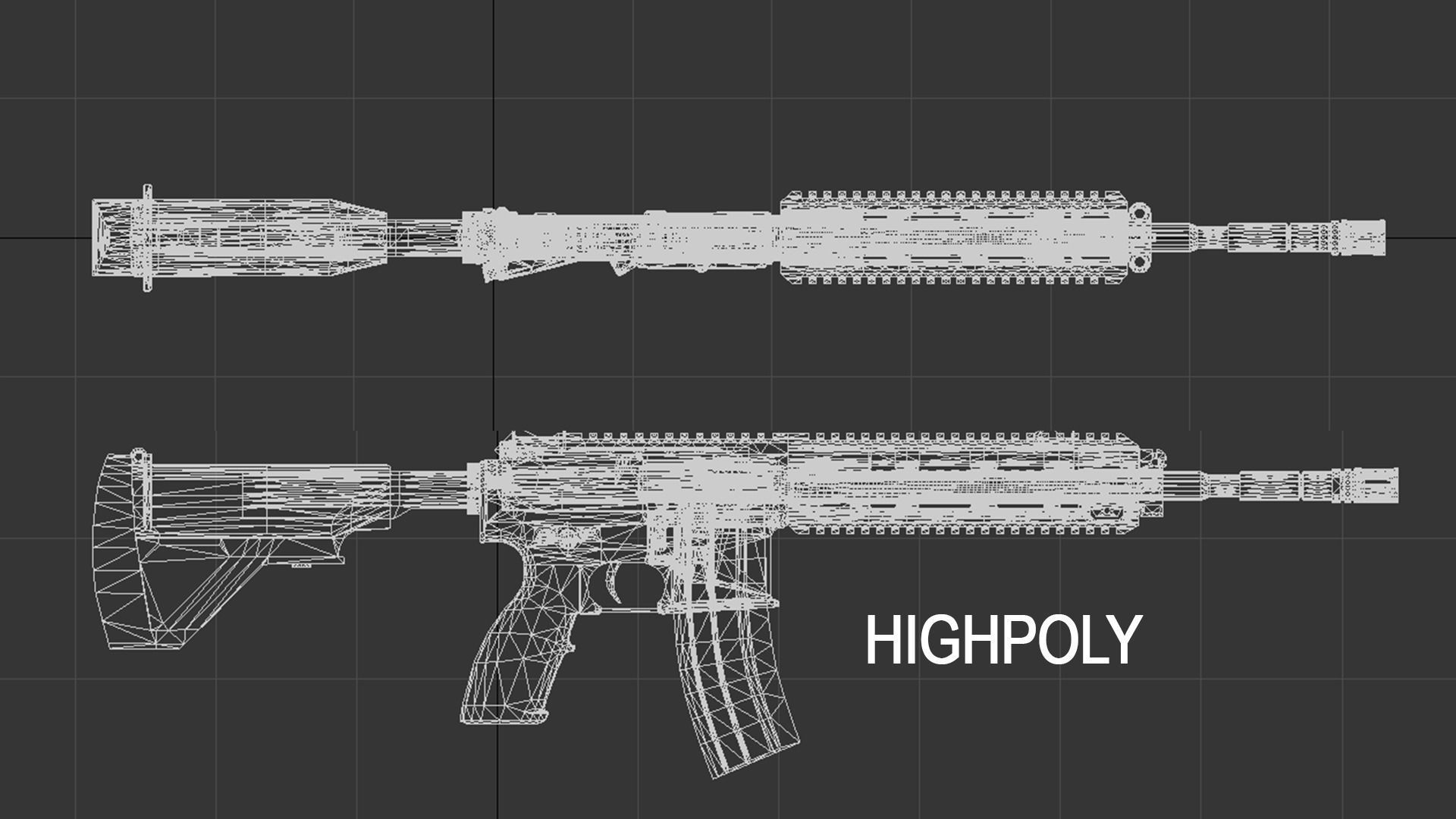 HK416 assault rifle Low-poly 3D model_7