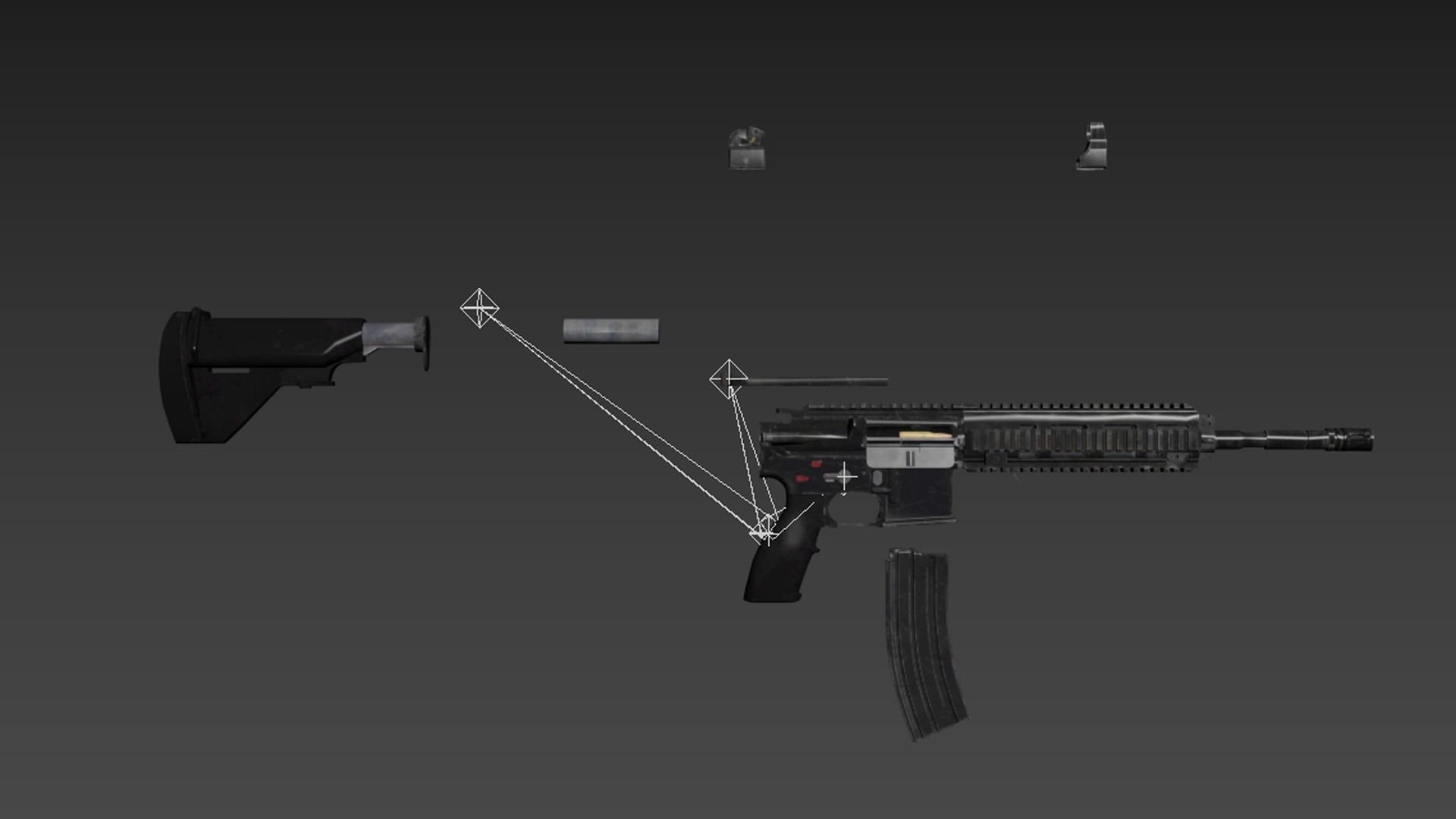 HK416 assault rifle Low-poly 3D model_8