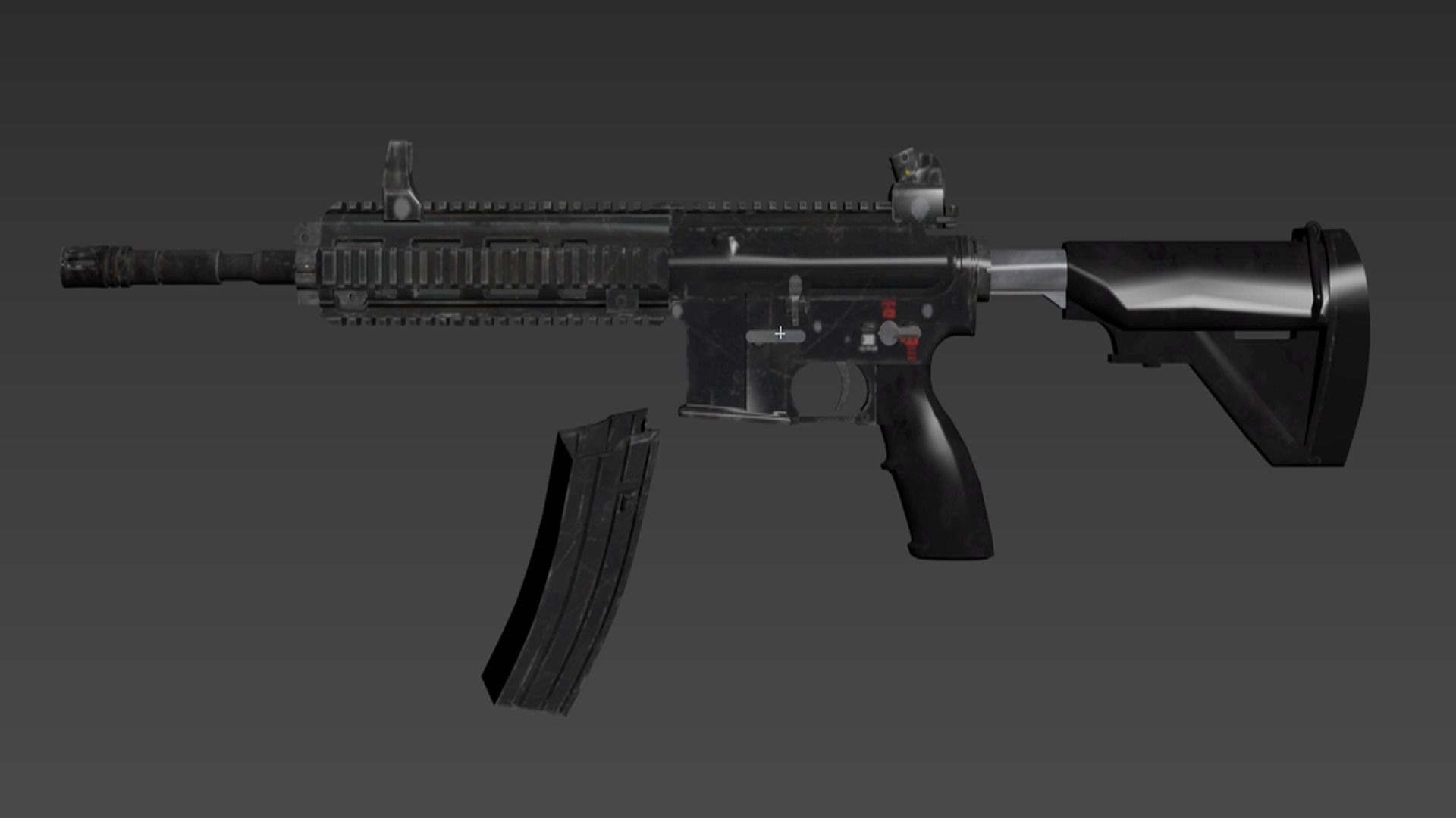 HK416 assault rifle Low-poly 3D model_5