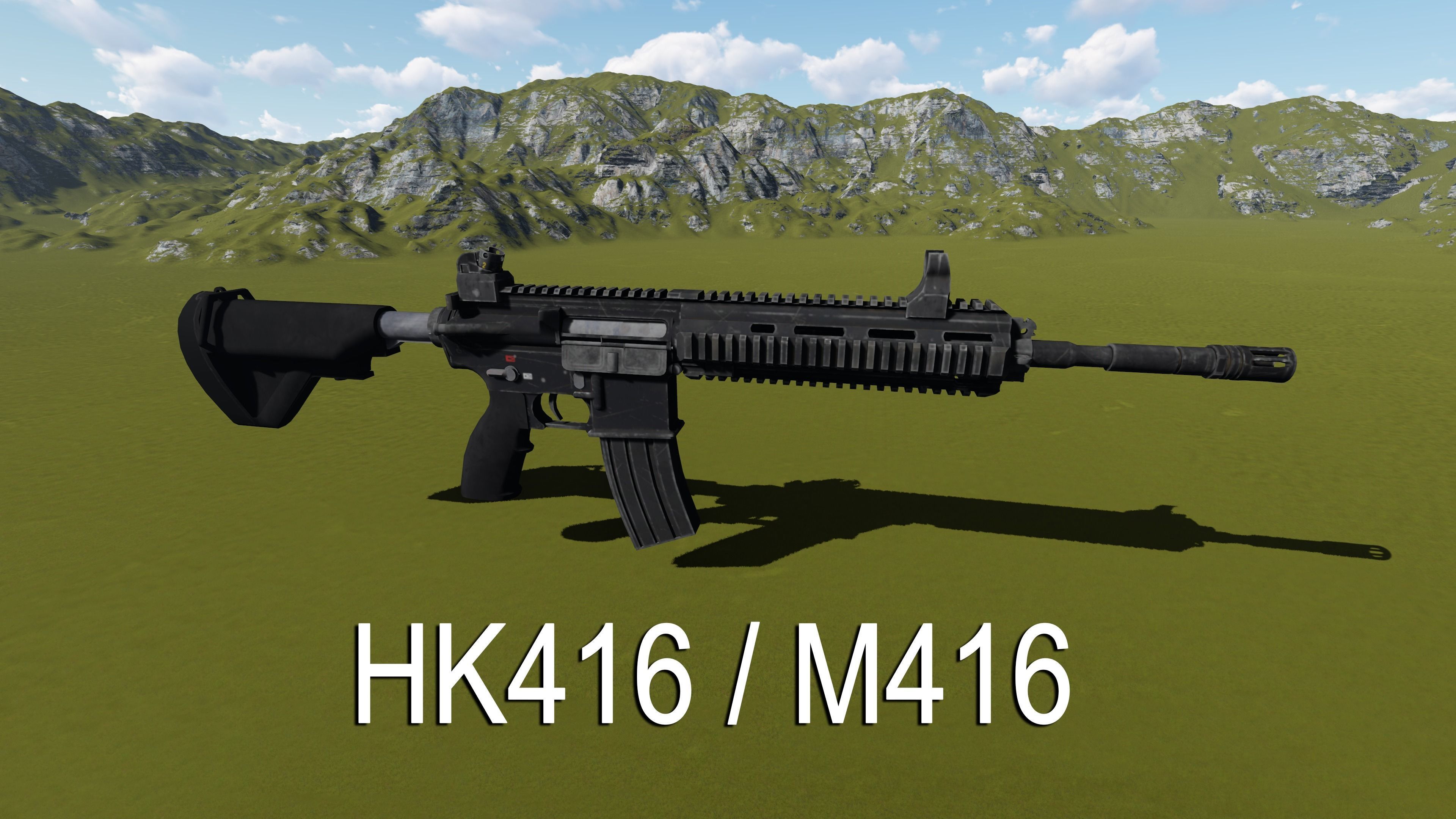 HK416 assault rifle Low-poly 3D model_2