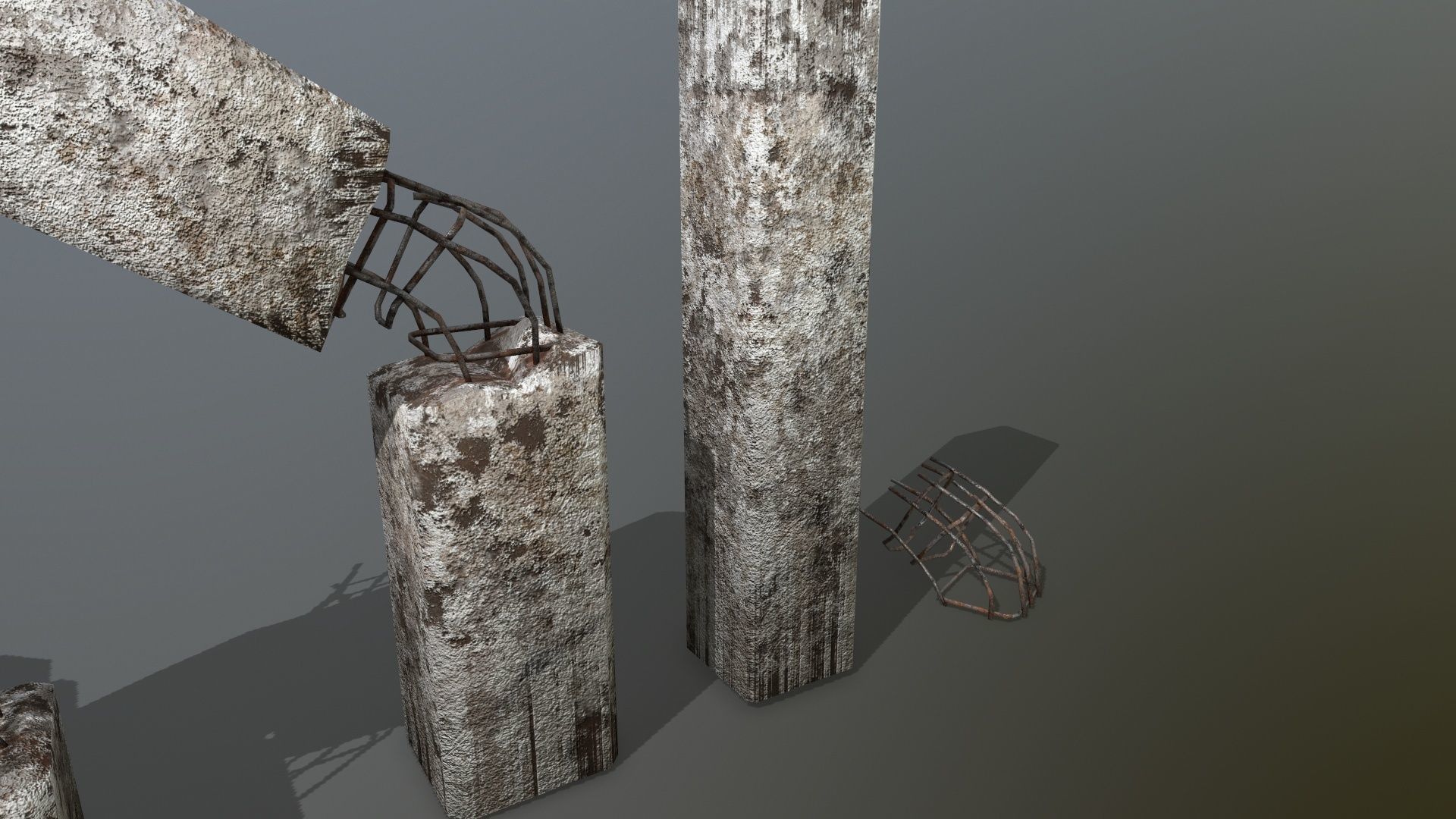 old concrete pole Low-poly 3D model_3