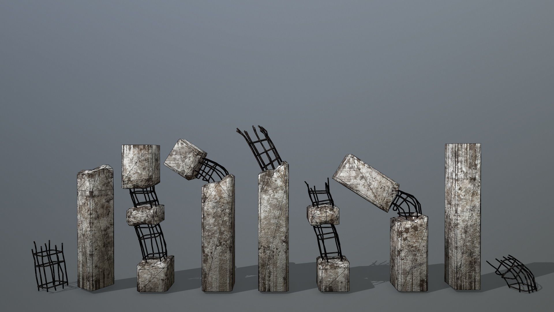 old concrete pole Low-poly 3D model_11