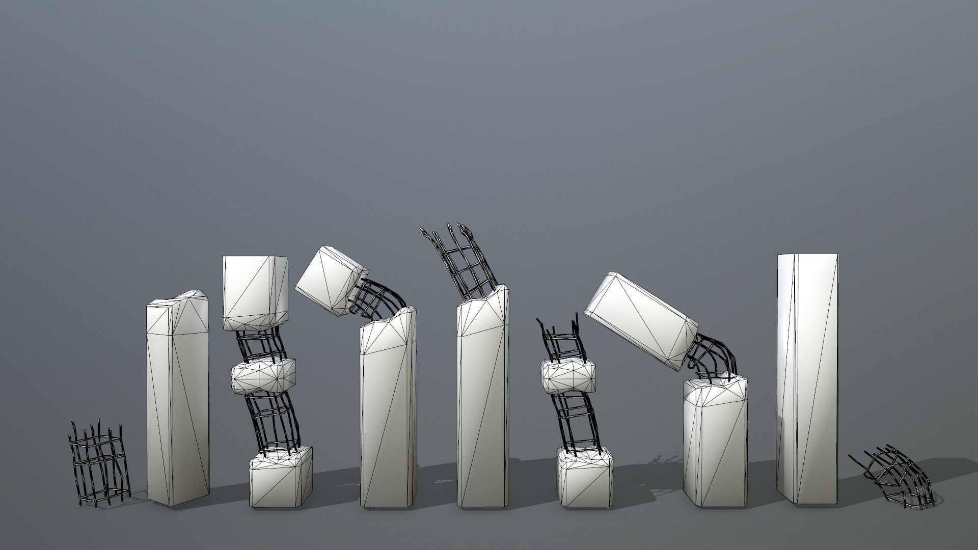 old concrete pole Low-poly 3D model_12