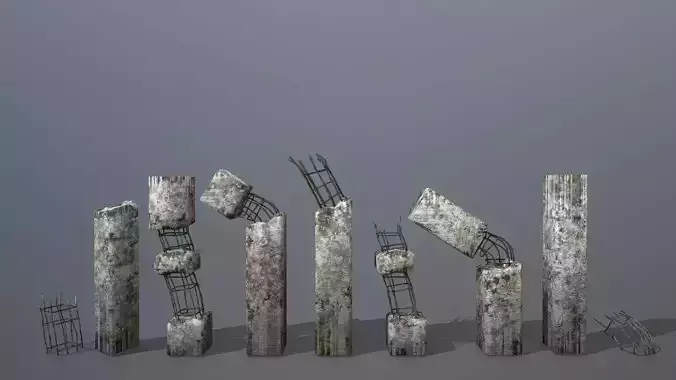 old concrete pole Low-poly 3D model