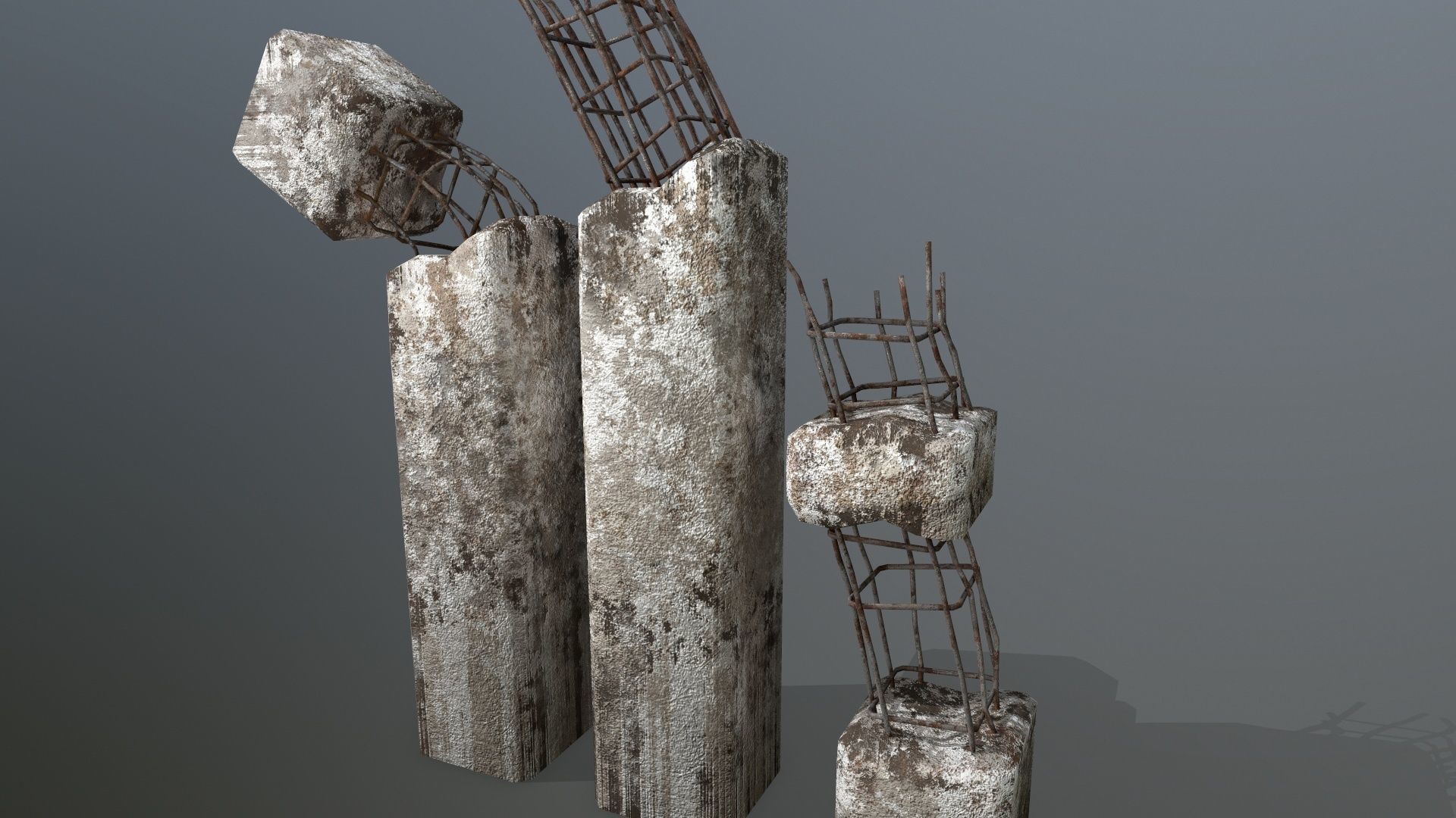 old concrete pole Low-poly 3D model_6
