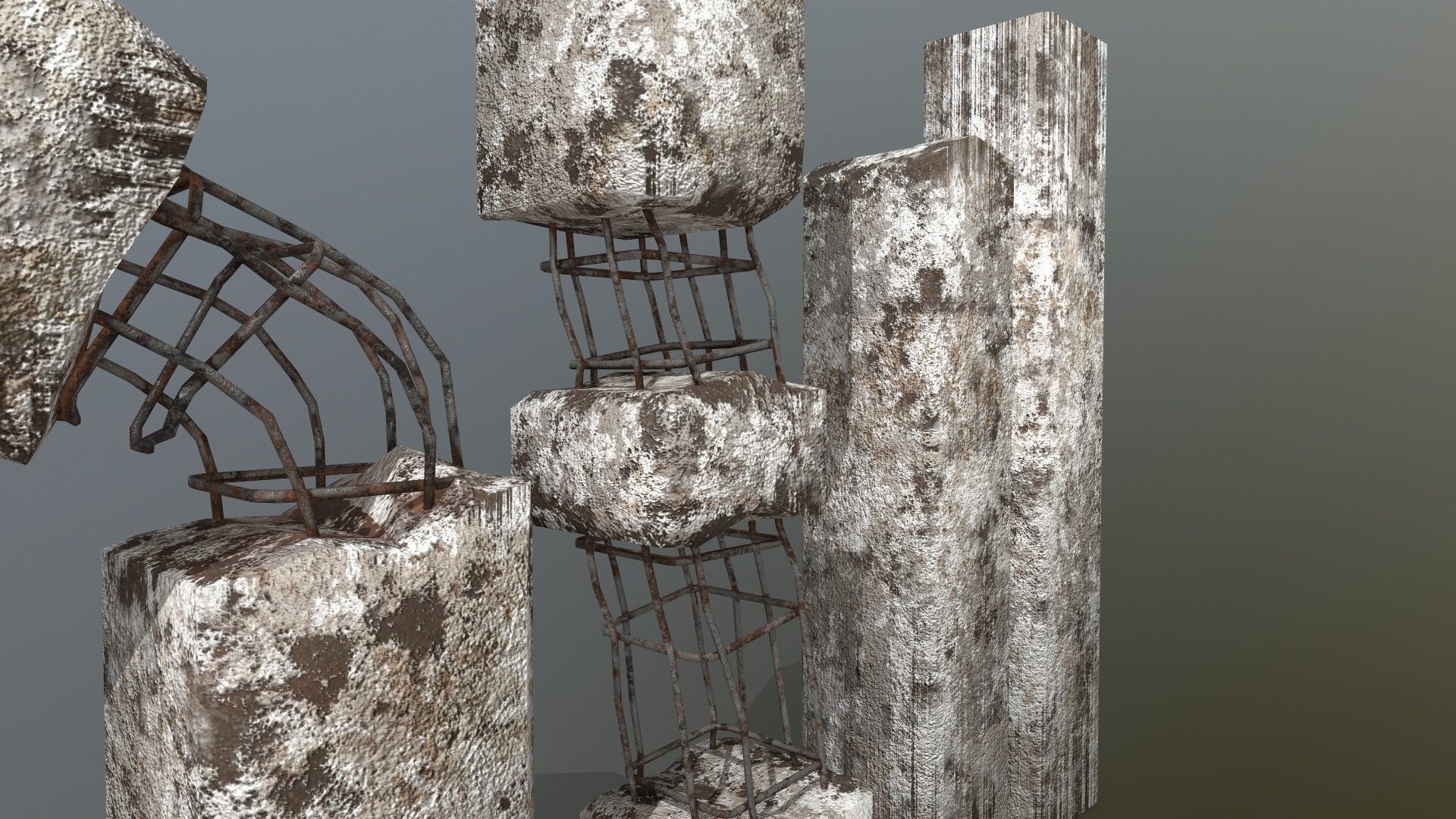 old concrete pole Low-poly 3D model_8